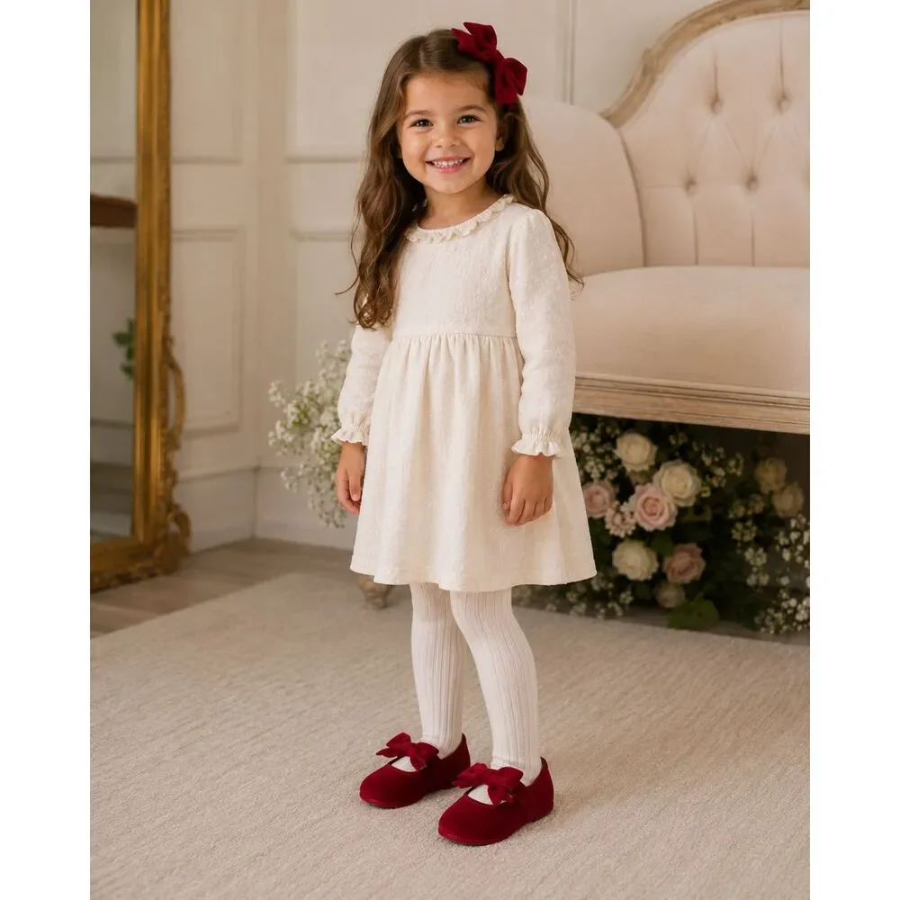 Toddler Girls Size 9 Red Velvet Bow Mary Jane Dress Shoes Coquette Holiday